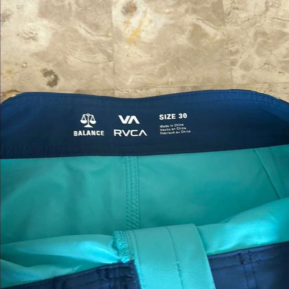RVCA Blue and Teal Board Shorts NWOT Men’s Size‎ 30